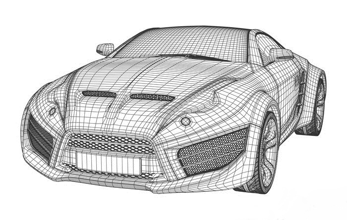 Sports car blueprint. Non branded concept car.